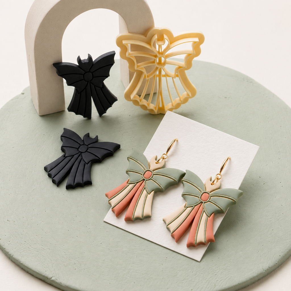 Bow Bat Polymer Clay Cutter | Cute Halloween Earring Tool