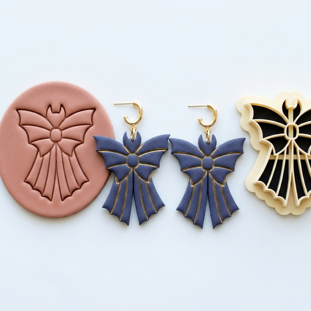 Bow Bat Polymer Clay Cutter | Cute Halloween Earring Tool