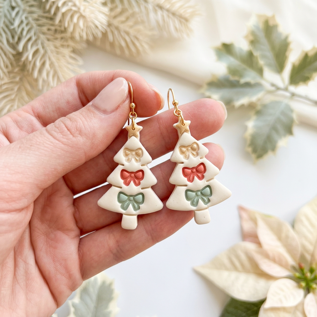 Bow Christmas Tree Polymer Clay Cutter | Coquette Festive Earring Tool