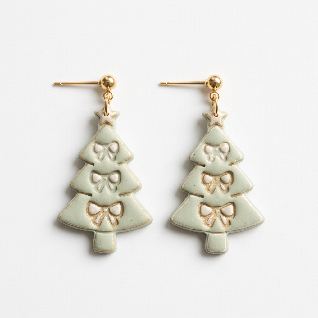 Bow Christmas Tree Polymer Clay Cutter | Coquette Festive Earring Tool