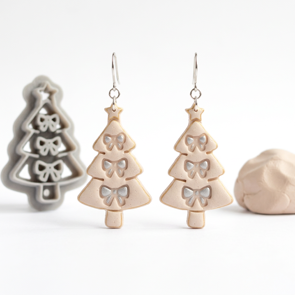 Bow Christmas Tree Polymer Clay Cutter | Coquette Festive Earring Tool