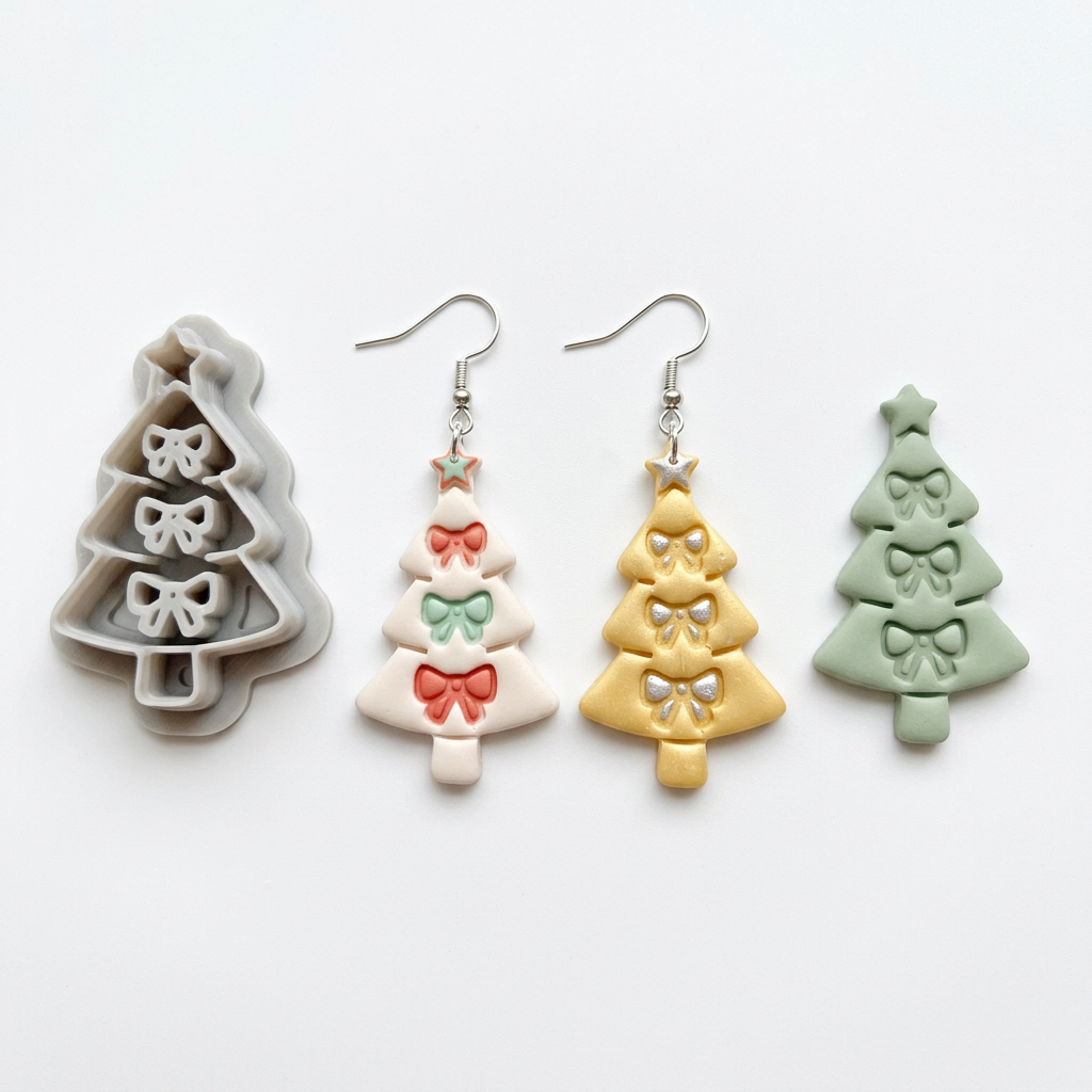 Bow Christmas Tree Polymer Clay Cutter | Coquette Festive Earring Tool