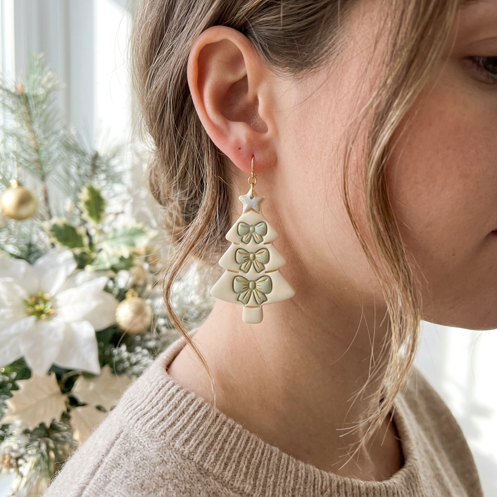 Bow Christmas Tree Polymer Clay Cutter | Coquette Festive Earring Tool