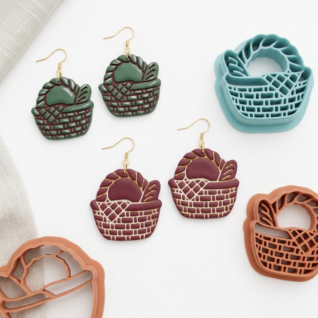 Braided Picnic Basket Polymer Clay Cutter | Cottagecore Earring Tool