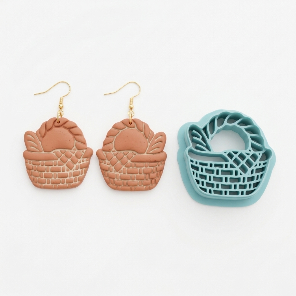 Braided Picnic Basket Polymer Clay Cutter | Cottagecore Earring Tool