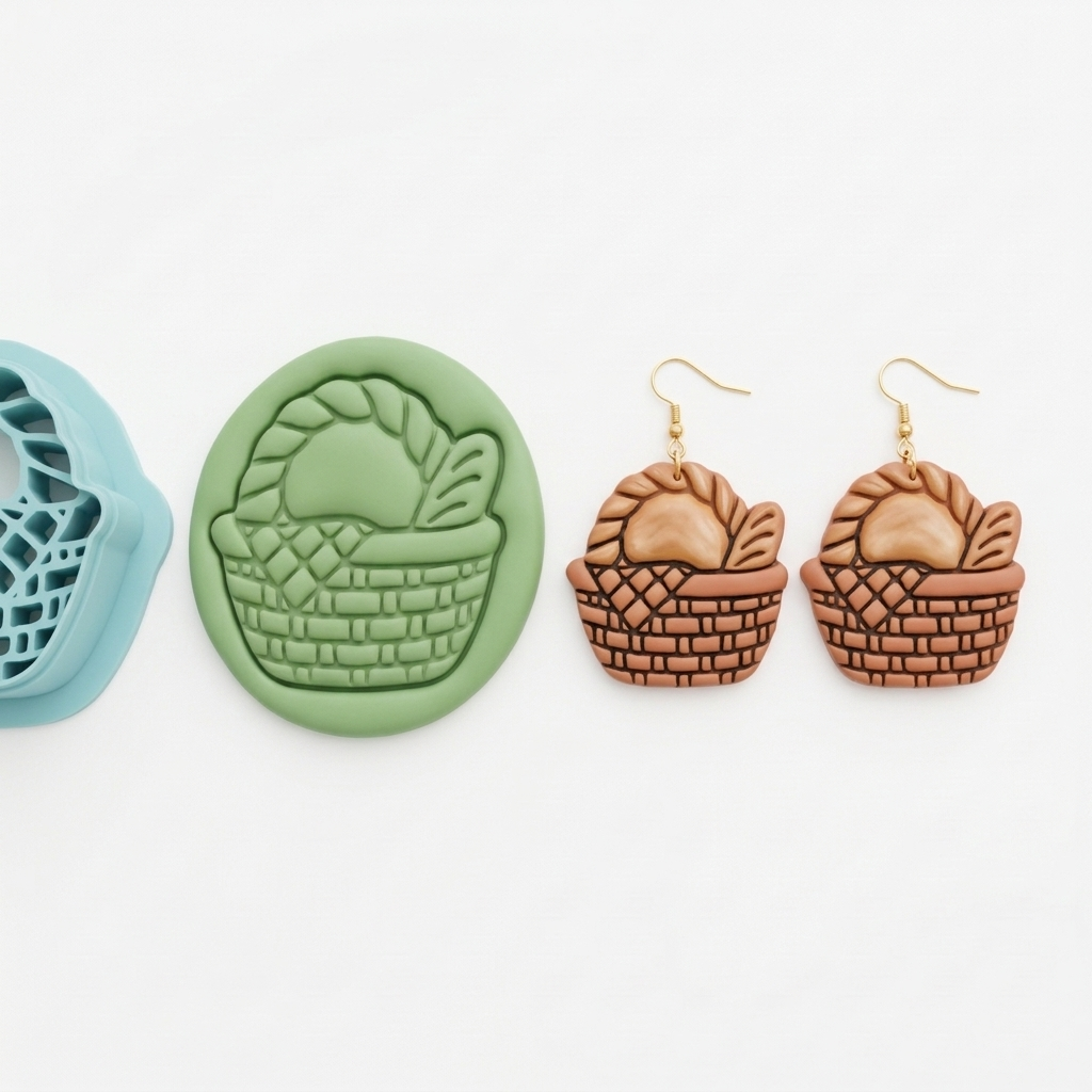 Braided Picnic Basket Polymer Clay Cutter | Cottagecore Earring Tool