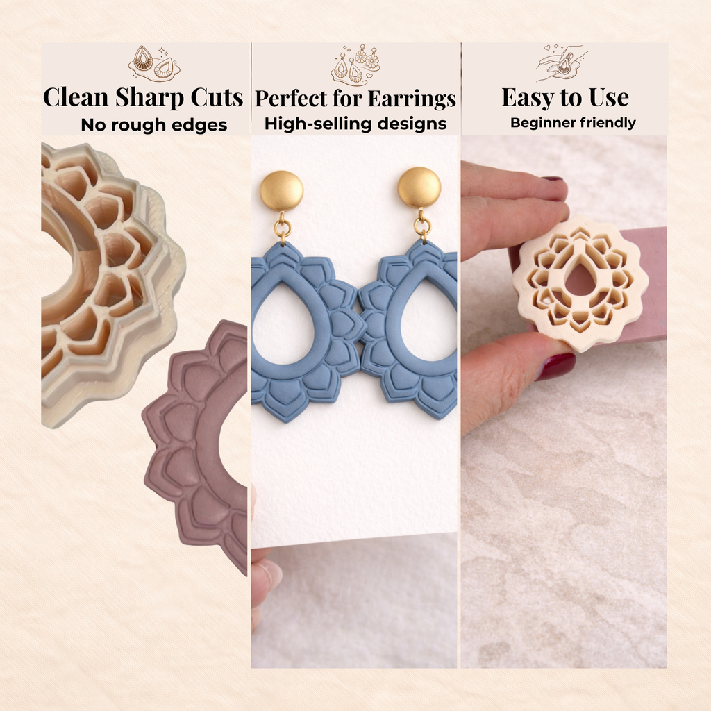 Bridal Mandala Drop Polymer Clay Cutter – Boho Wedding Earrings Tool, Clay Cutter for Jewellery Making