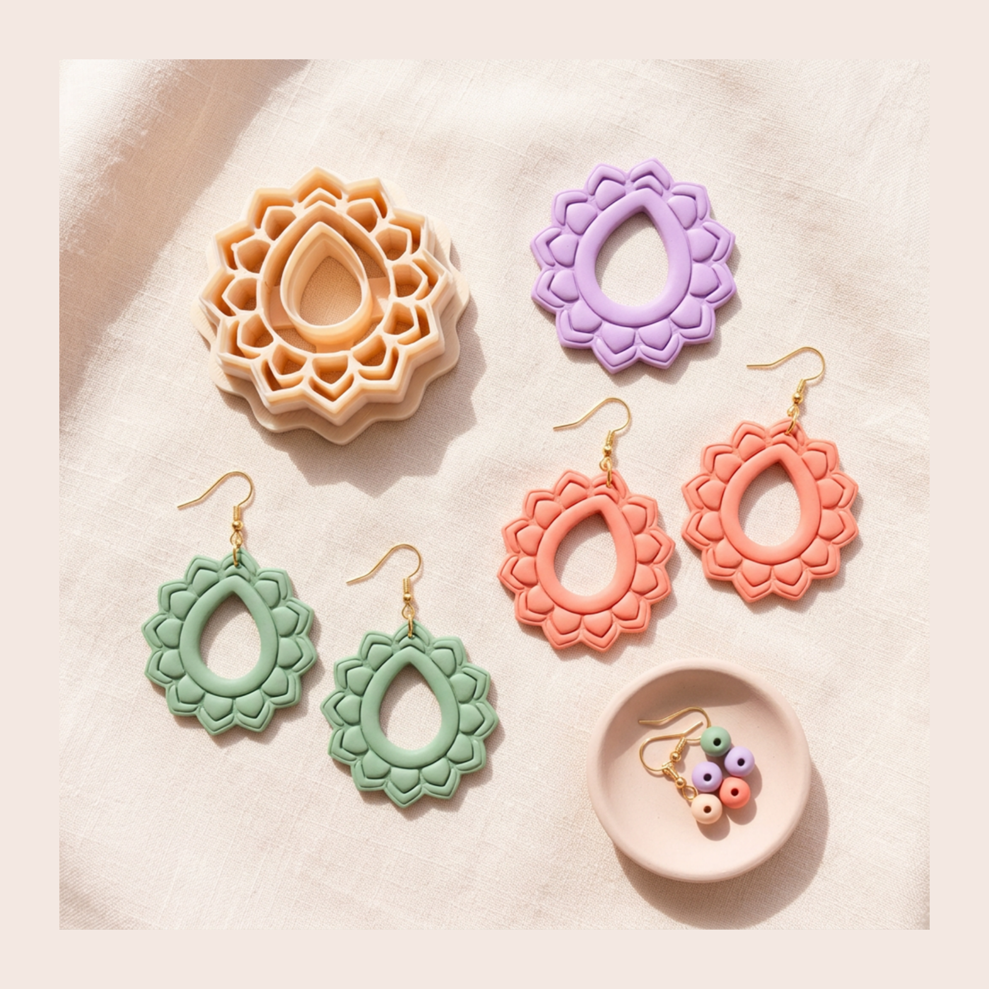 Bridal Mandala Drop Polymer Clay Cutter – Boho Wedding Earrings Tool, Clay Cutter for Jewellery Making