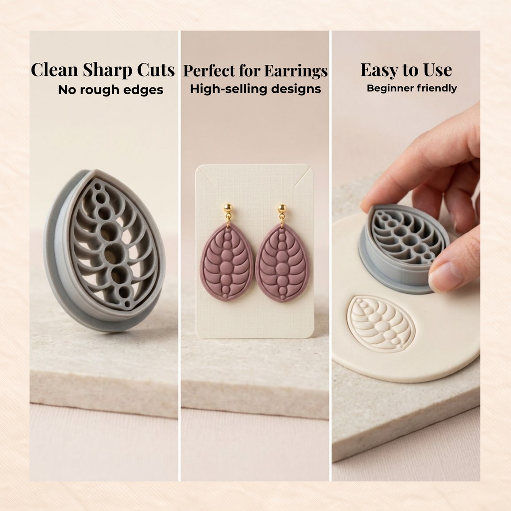 Bubble Leaf Teardrop Polymer Clay Cutter | UK Tool