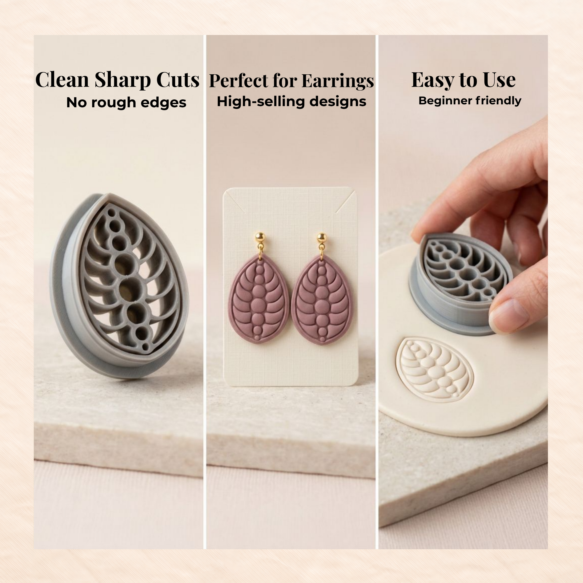 Bubble Leaf Teardrop Polymer Clay Cutter | UK Tool