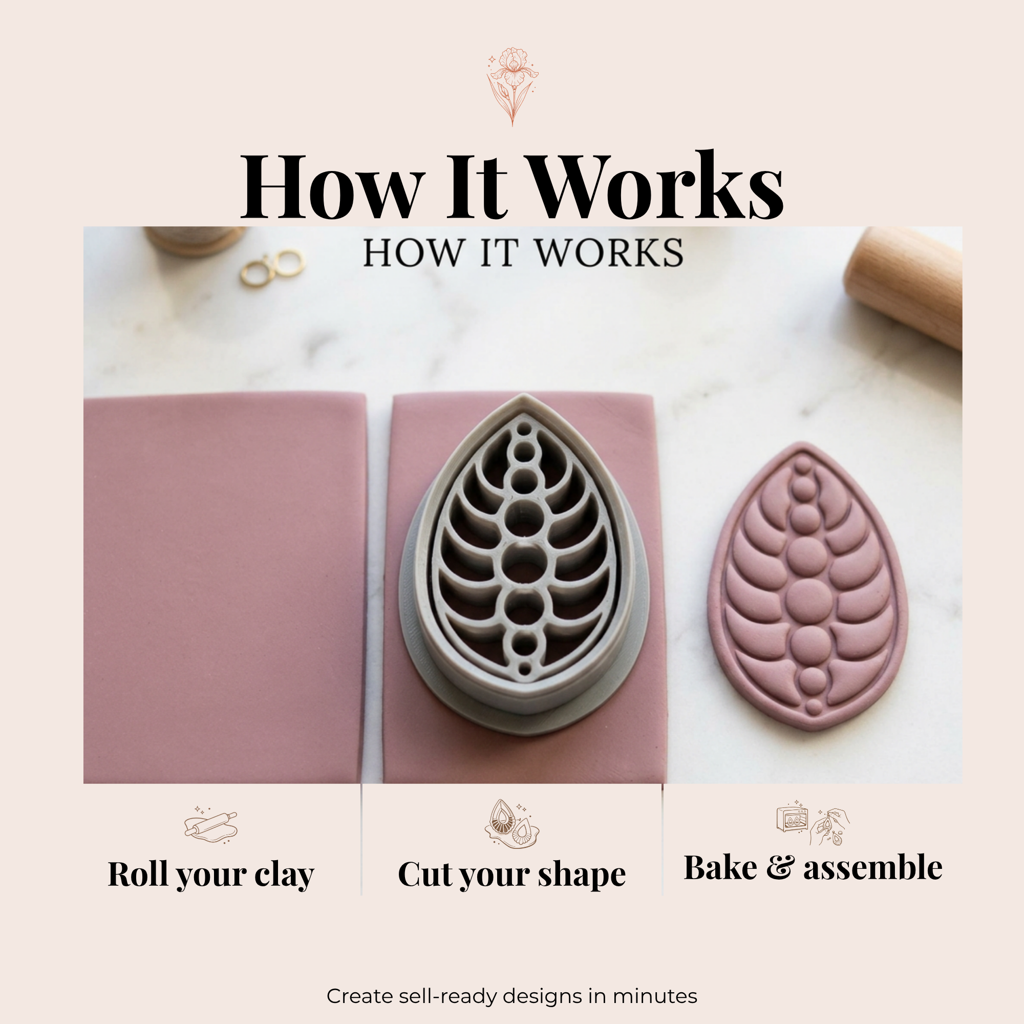 Bubble Leaf Teardrop Polymer Clay Cutter | UK Tool