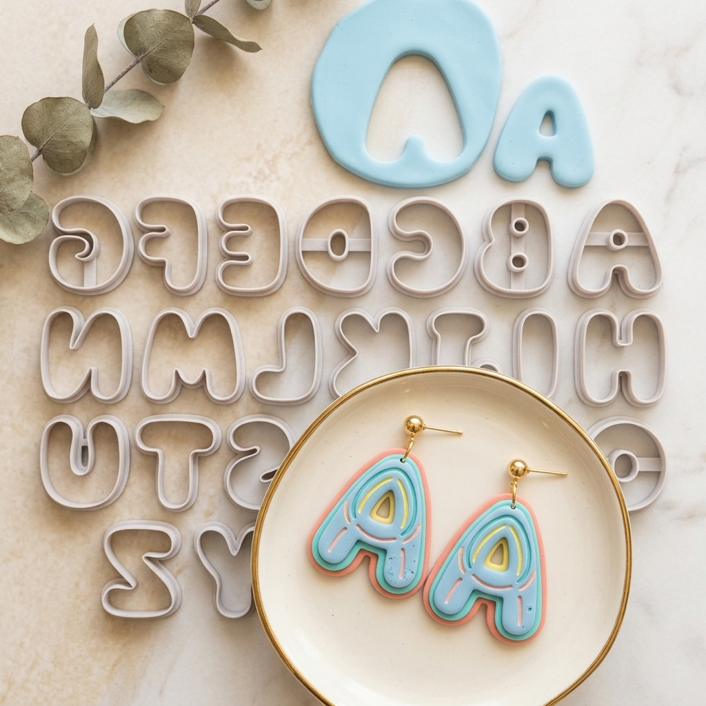 Bubble Puffy Letters Polymer Clay Cutter Set of 26 – Jewellery & Earring Tool