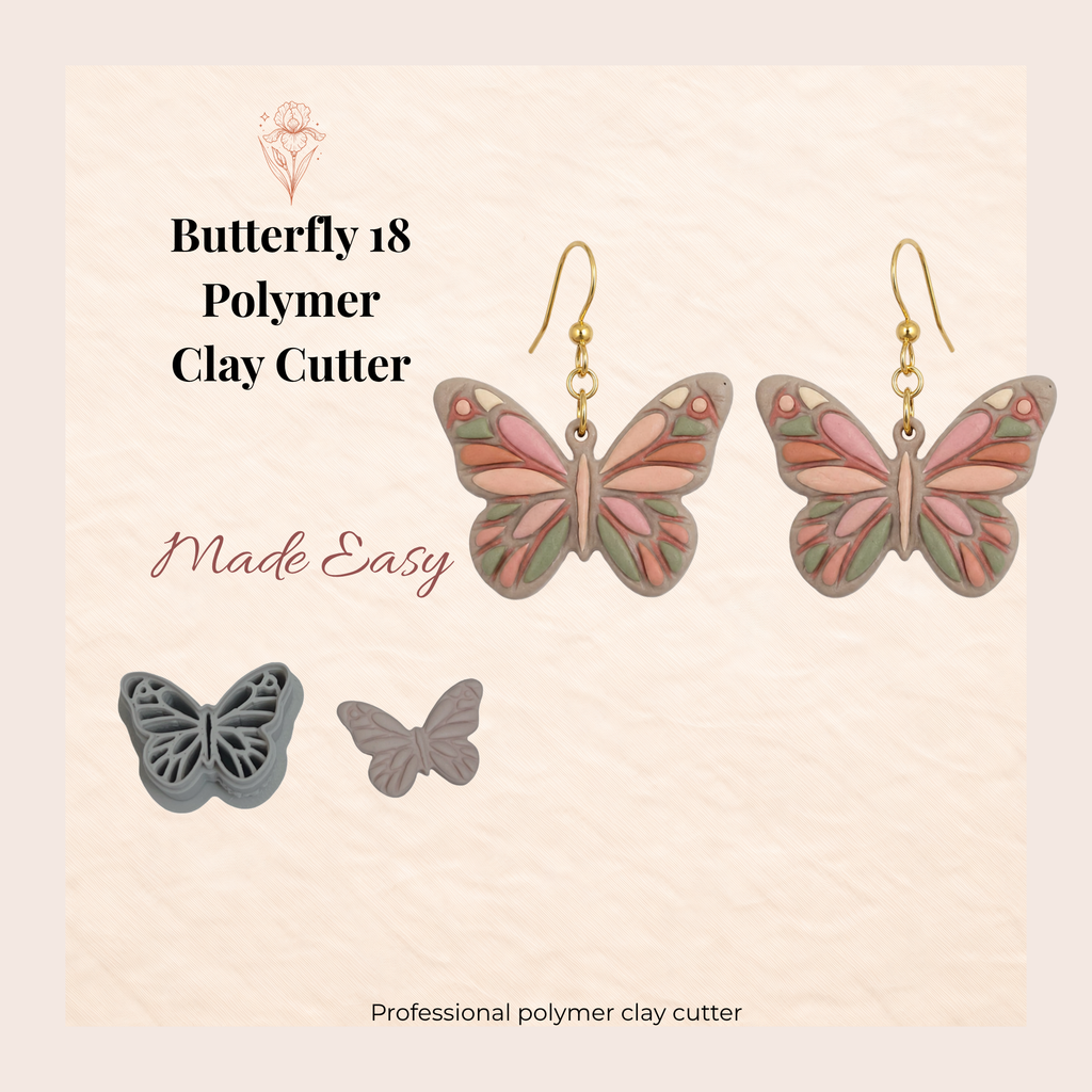 Butterfly 18 Polymer Clay Cutter 25–45mm | Butterfly Earring Cutter | IrisCrafts7