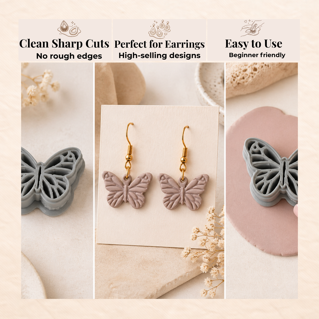 Butterfly 18 Polymer Clay Cutter 25–45mm | Butterfly Earring Cutter | IrisCrafts7