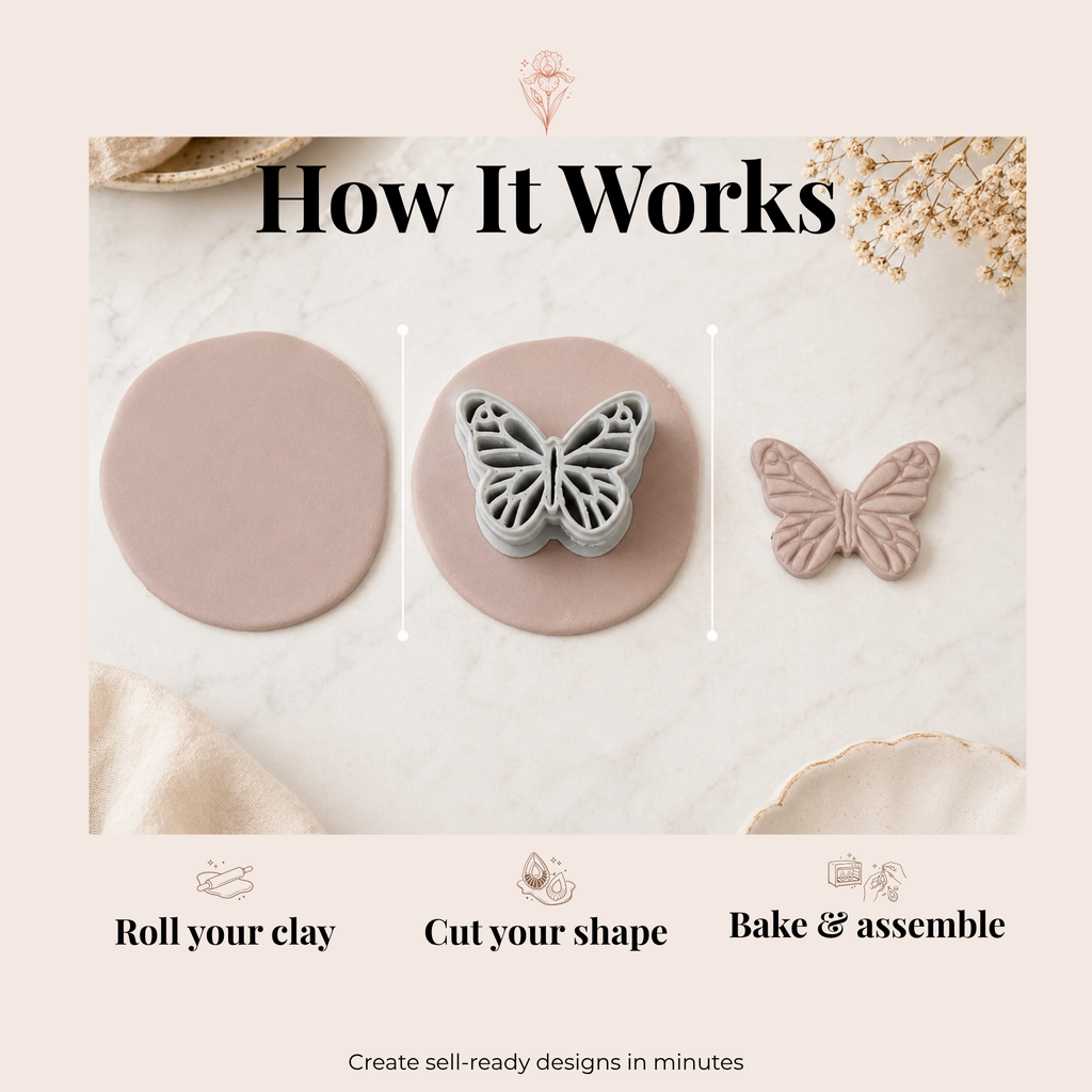 Butterfly 18 Polymer Clay Cutter 25–45mm | Butterfly Earring Cutter | IrisCrafts7