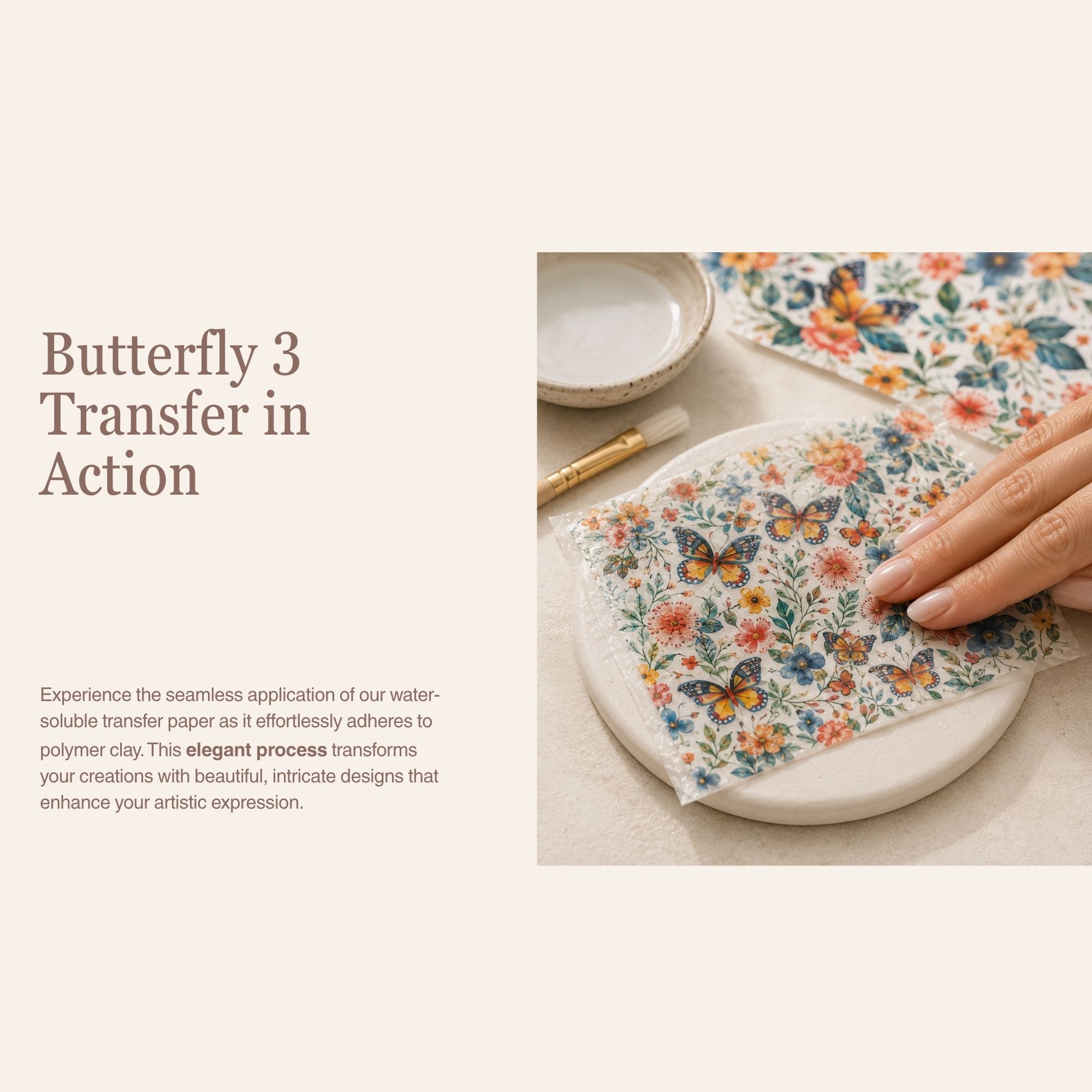 Butterfly 3 Water Soluble Transfer Paper for Polymer Clay | 100x150mm | Butterfly Botanical Clay Transfer | Earring Jewellery Making Supply