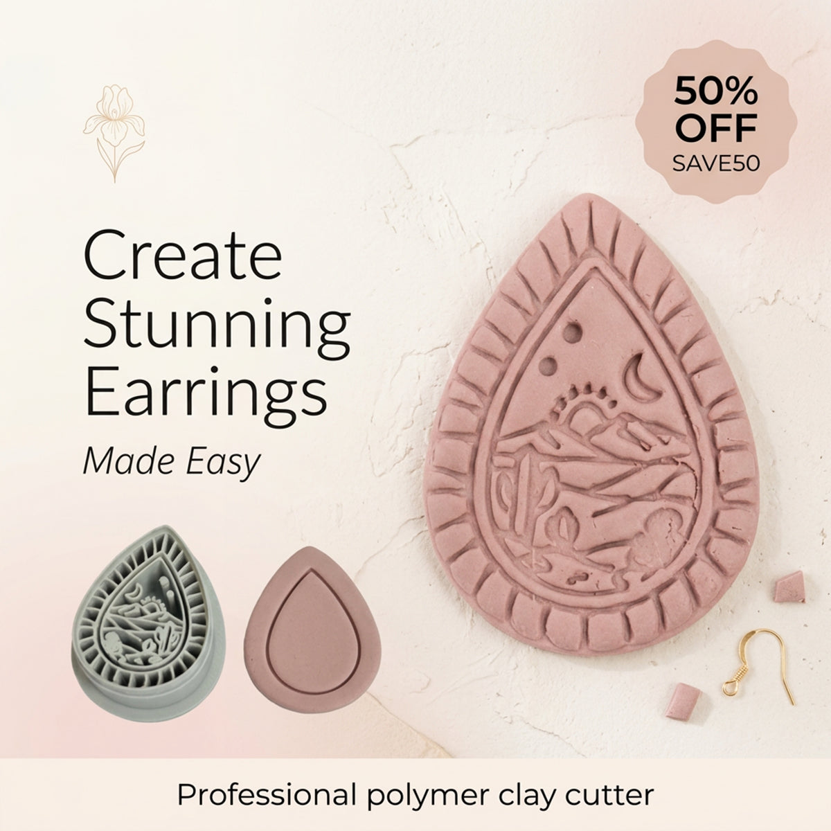 Cactus Teardrop Polymer Clay Cutter