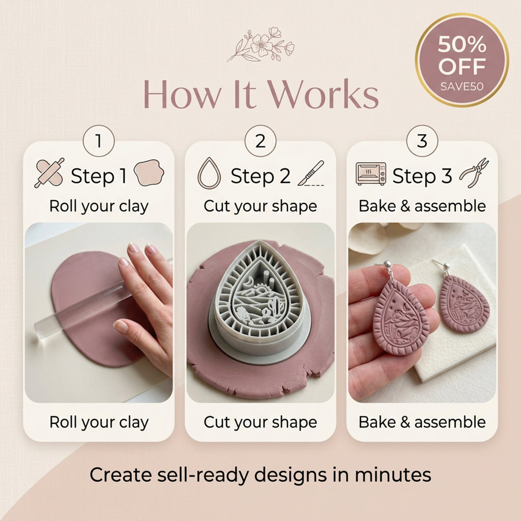 Cactus Teardrop Polymer Clay Cutter
