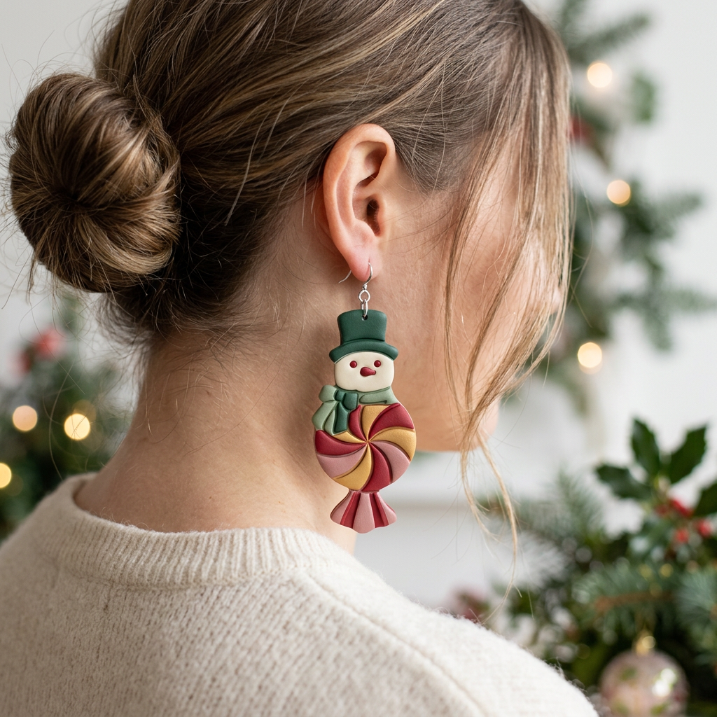 Candy Snowman Polymer Clay Cutter | Sweet Christmas Earring Tool