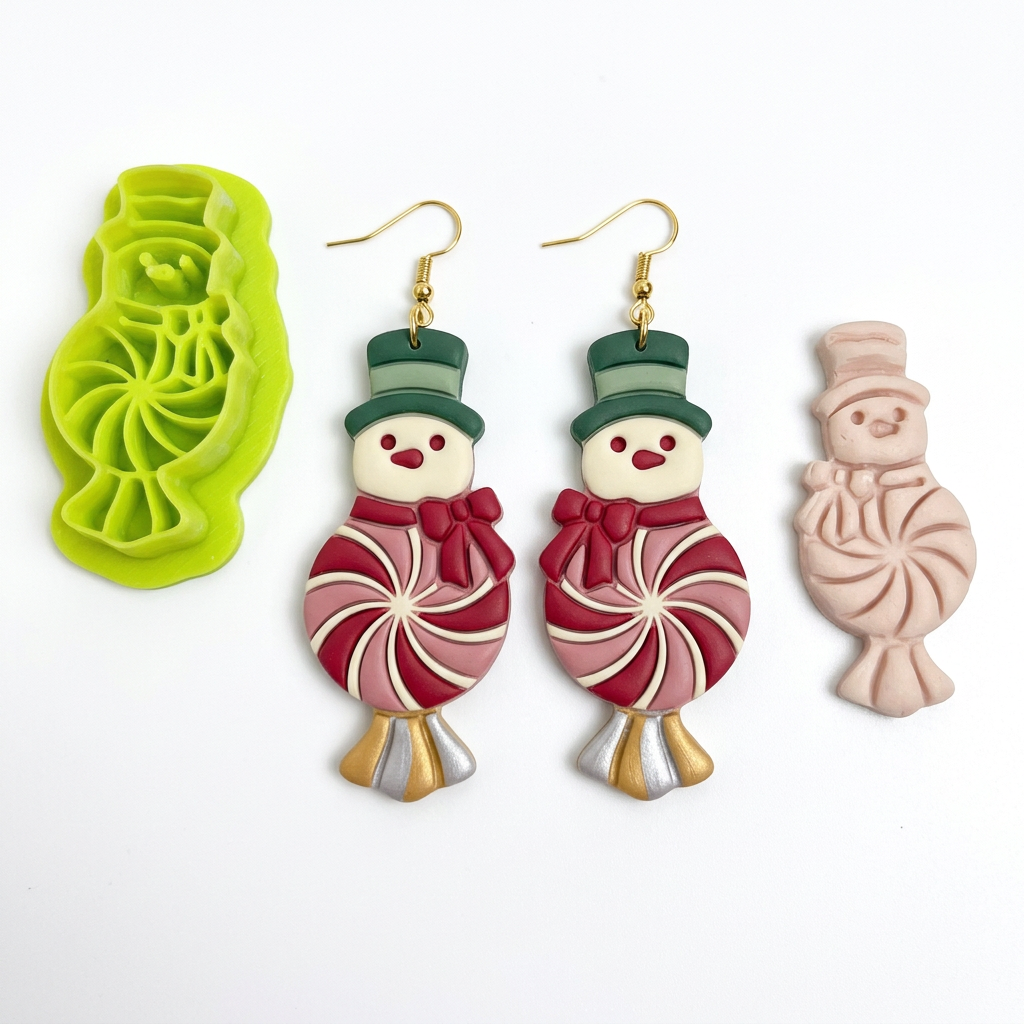 Candy Snowman Polymer Clay Cutter | Sweet Christmas Earring Tool