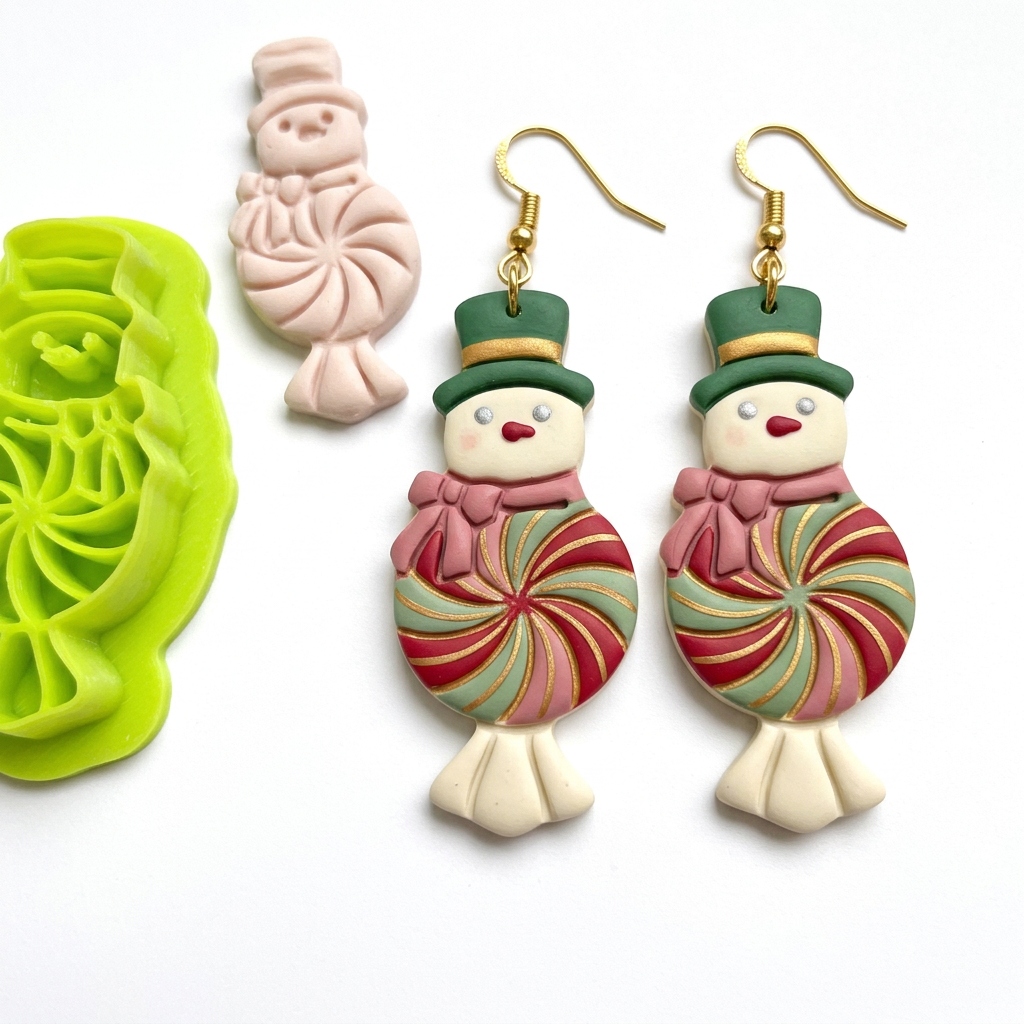 Candy Snowman Polymer Clay Cutter | Sweet Christmas Earring Tool