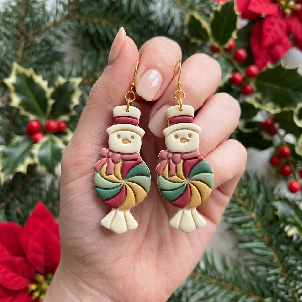 Candy Snowman Polymer Clay Cutter | Sweet Christmas Earring Tool