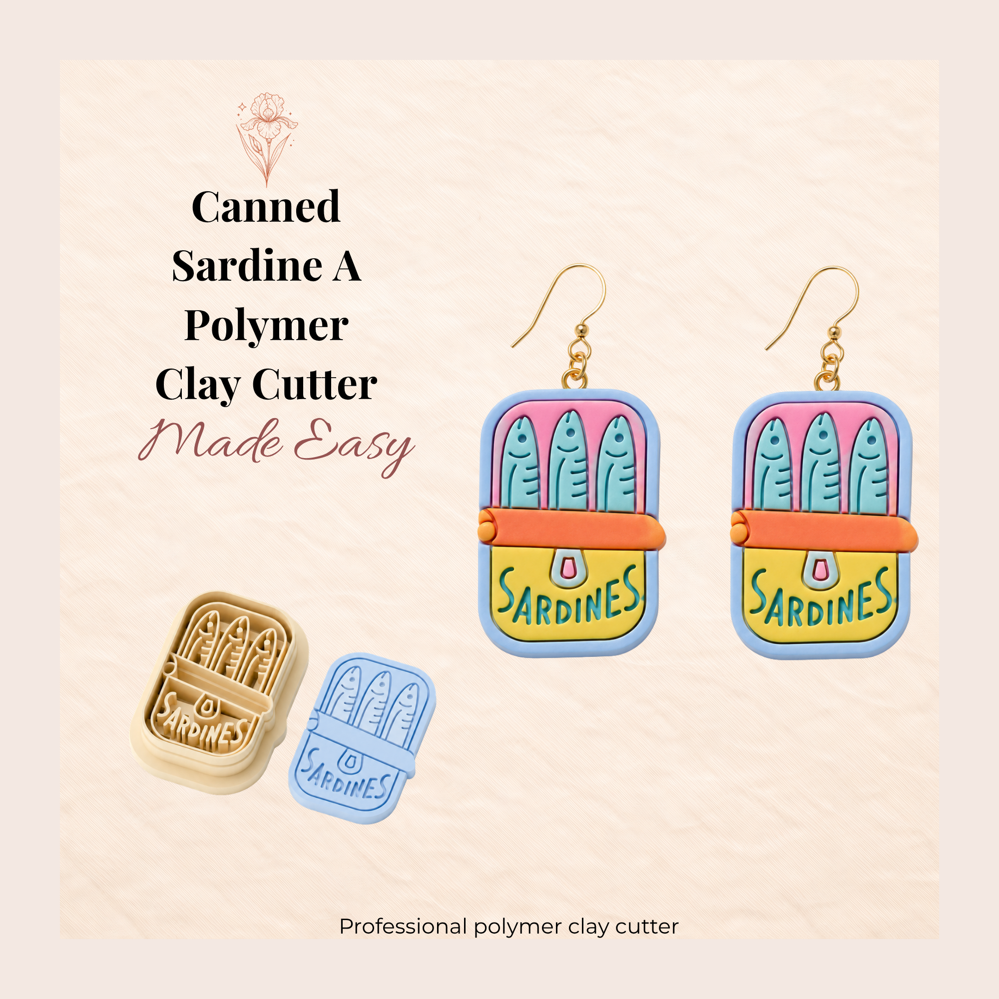 Canned Sardine A Polymer Clay Cutter 25–45mm | Quirky Food Earring Cutter | IrisCrafts7