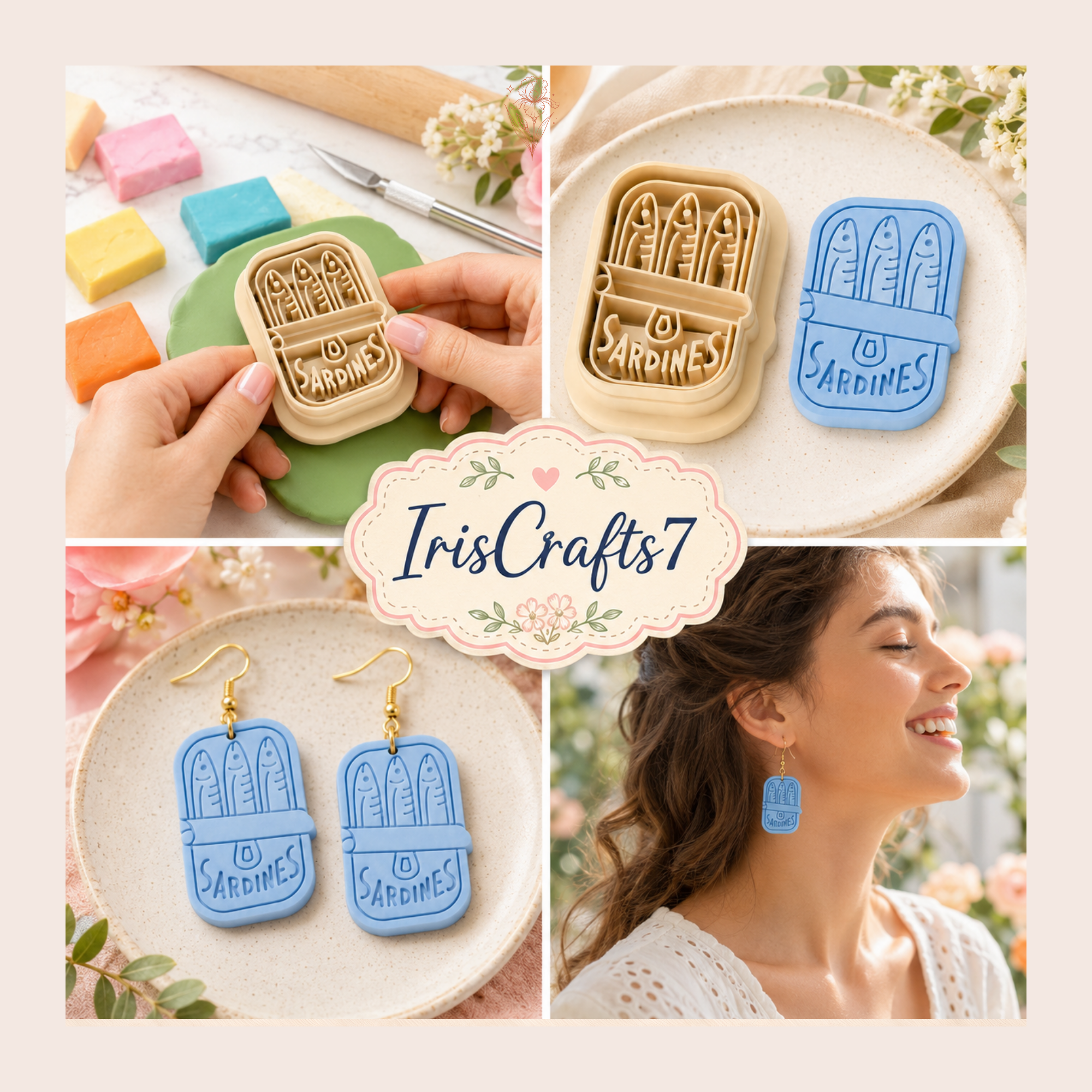 Canned Sardine A Polymer Clay Cutter 25–45mm | Quirky Food Earring Cutter | IrisCrafts7