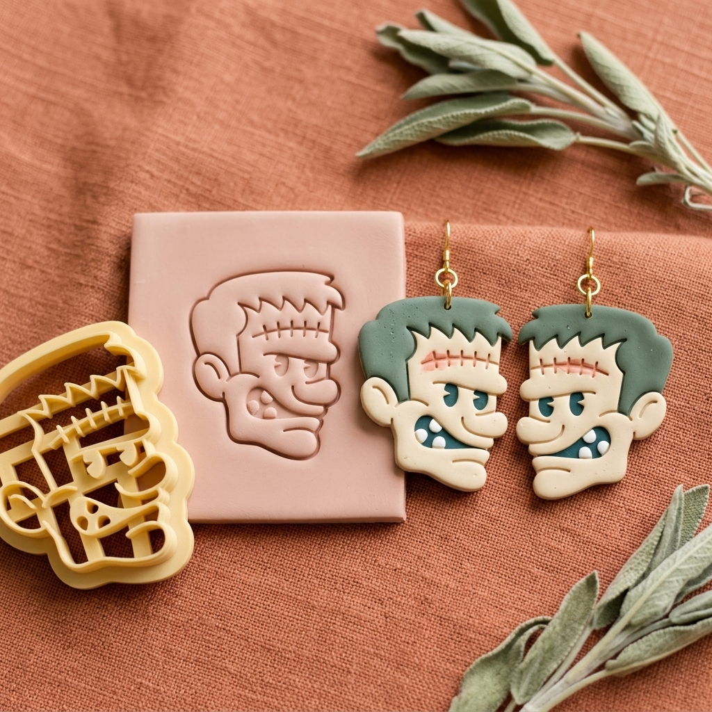 Cartoon Frankenstein Polymer Clay Cutter | Halloween Earring Tool