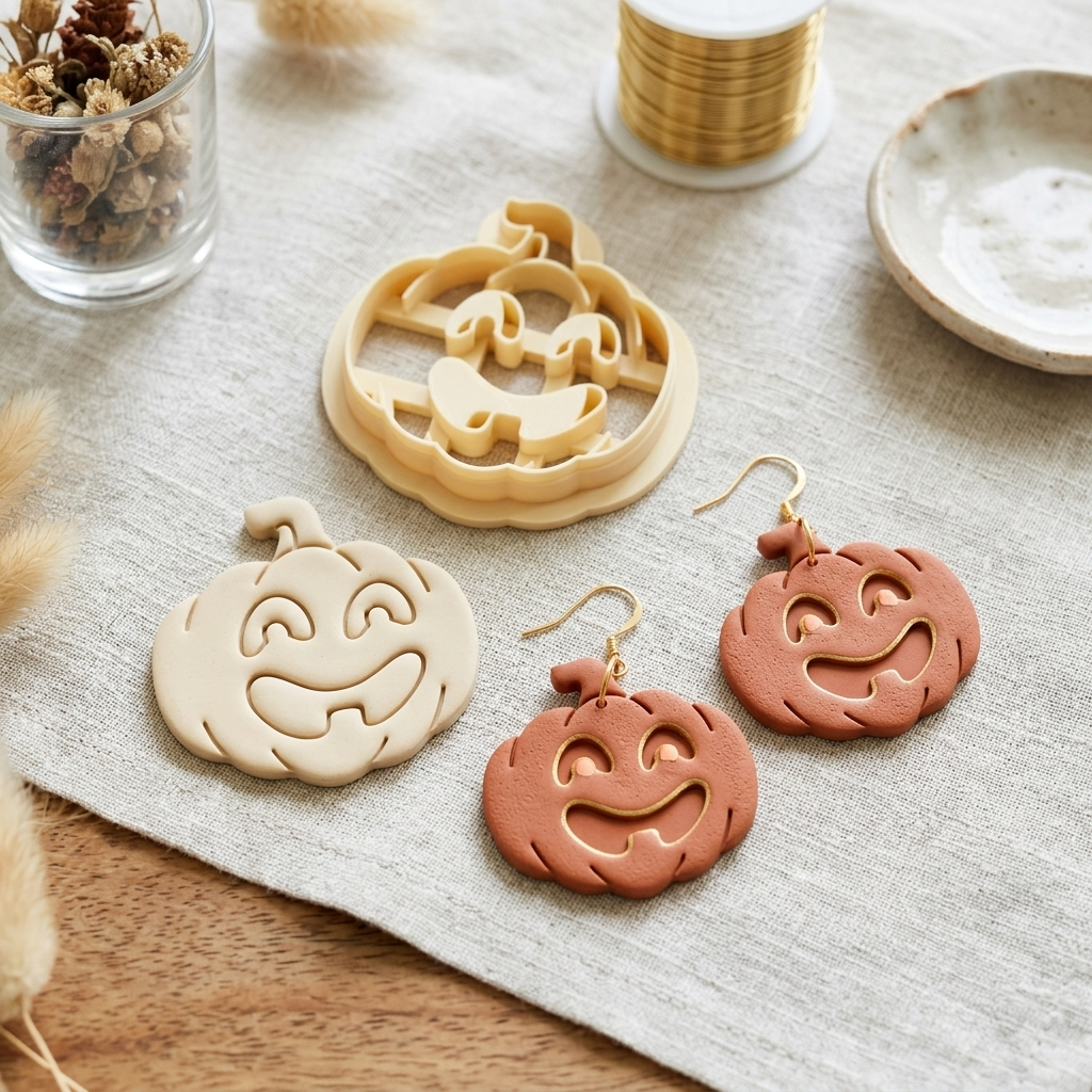 Cartoon Pumpkin Polymer Clay Cutter | Halloween Earring Tool