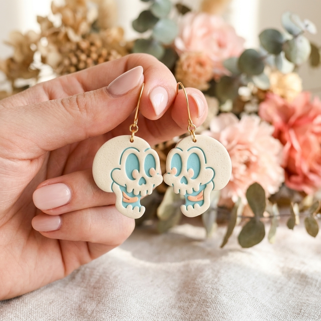 Cartoon Skull Polymer Clay Cutter | Halloween Earring Tool