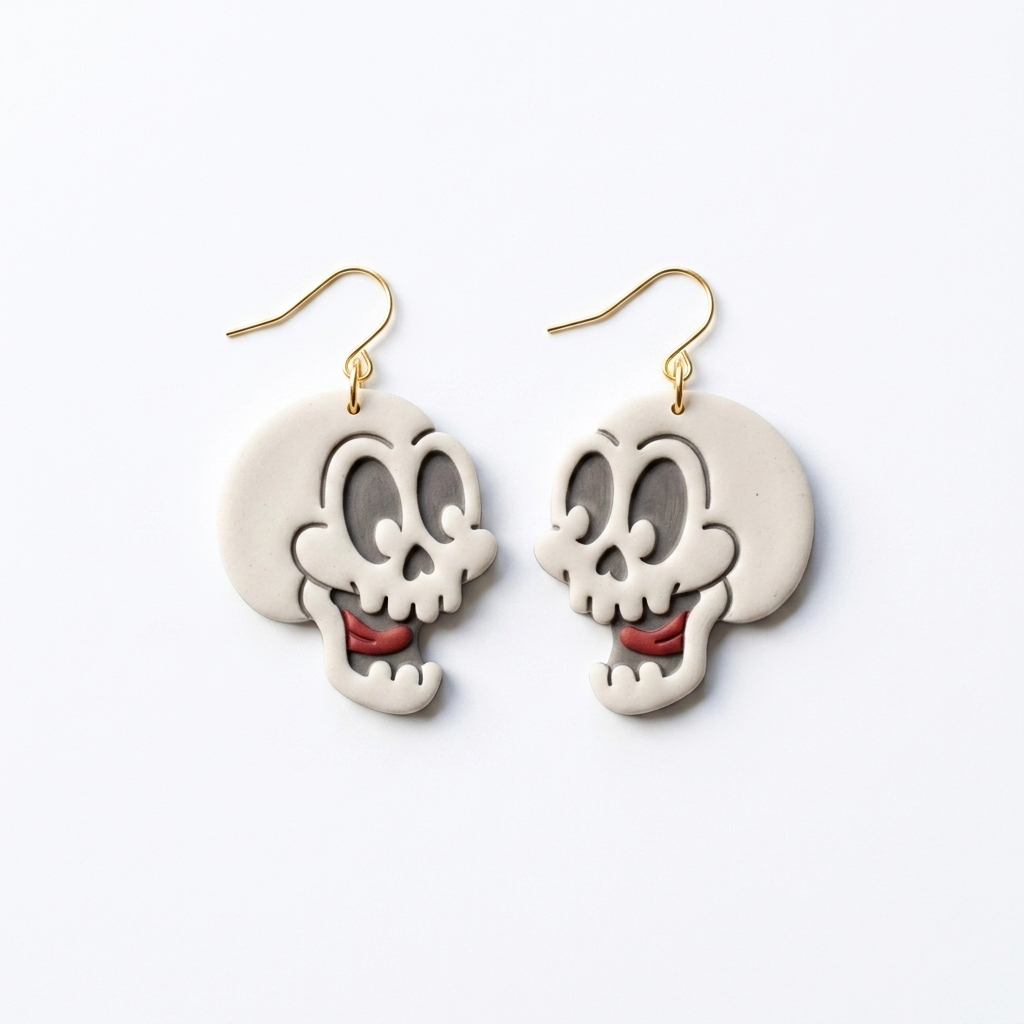 Cartoon Skull Polymer Clay Cutter | Halloween Earring Tool