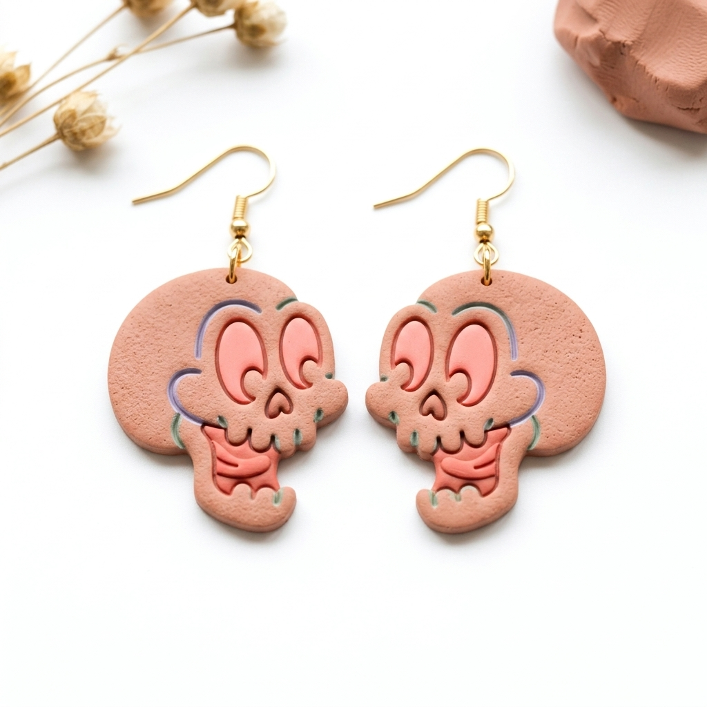 Cartoon Skull Polymer Clay Cutter | Halloween Earring Tool
