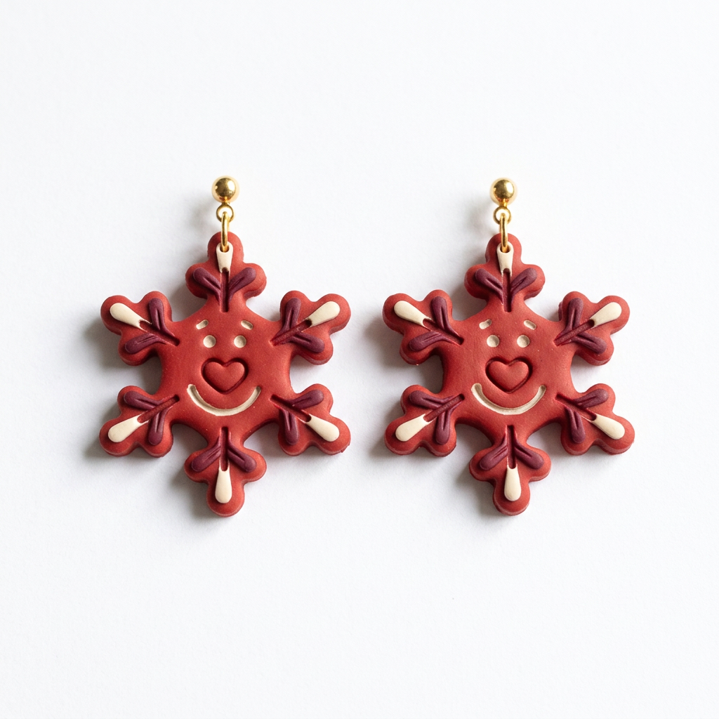 Cartoon Snowflake Character Polymer Clay Cutter | Cute Winter Earring Tool