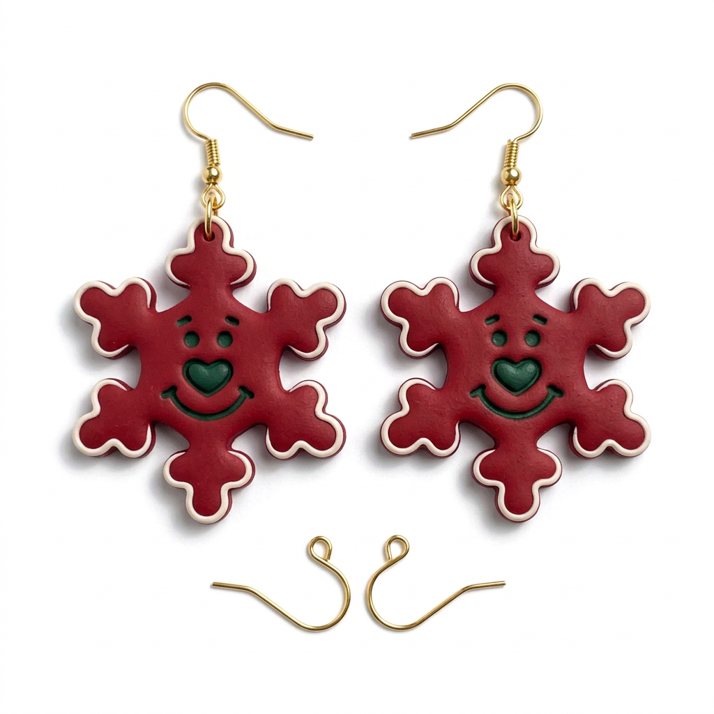Cartoon Snowflake Character Polymer Clay Cutter | Cute Winter Earring Tool