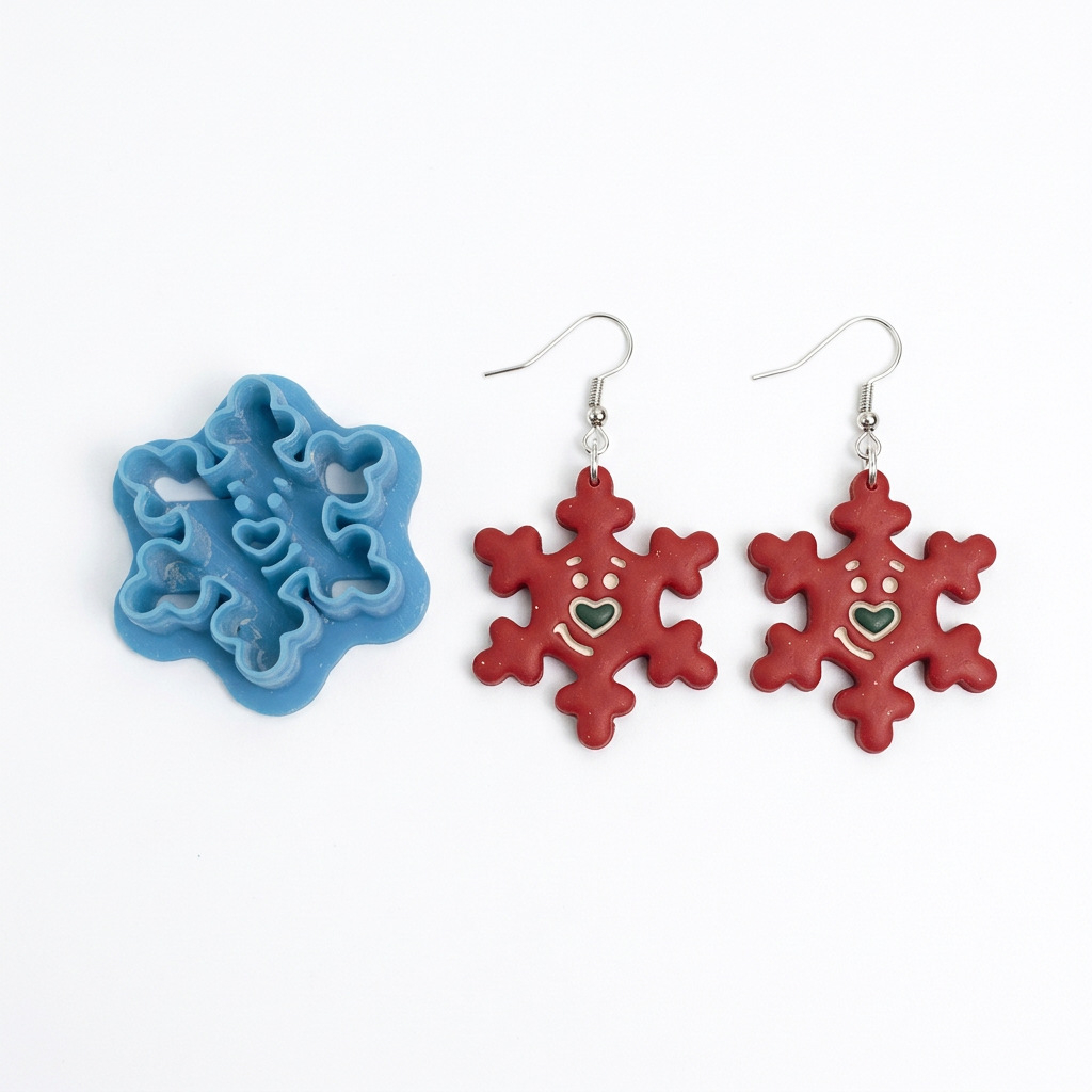 Cartoon Snowflake Character Polymer Clay Cutter | Cute Winter Earring Tool