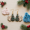 Cat Embraces Christmas Tree Polymer Clay Cutter | Cute Festive Earring Tool