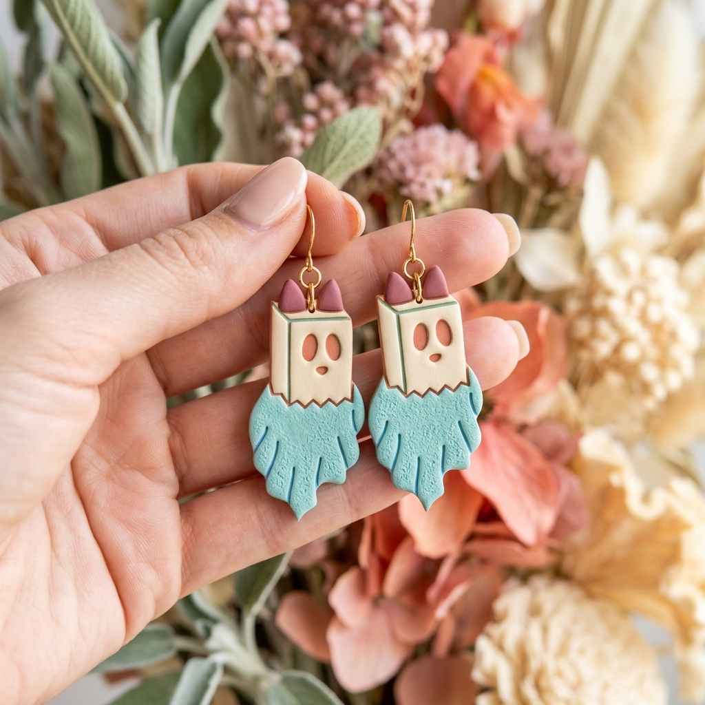 Cat Ghost in a Bag Polymer Clay Cutter | 25–45mm Halloween Earring Cutter | IrisCrafts7