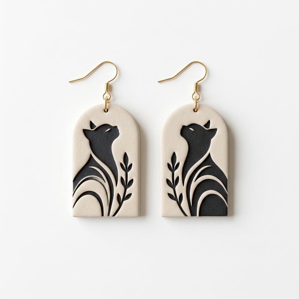 Cat in Black Polymer Clay Cutter | Halloween Earring Tool