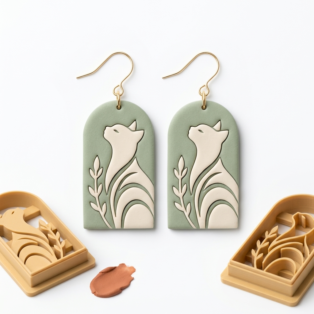 Cat in Black Polymer Clay Cutter | Halloween Earring Tool