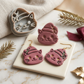 Cat in Santa Hat Polymer Clay Cutter | Cute Christmas Earring Tool