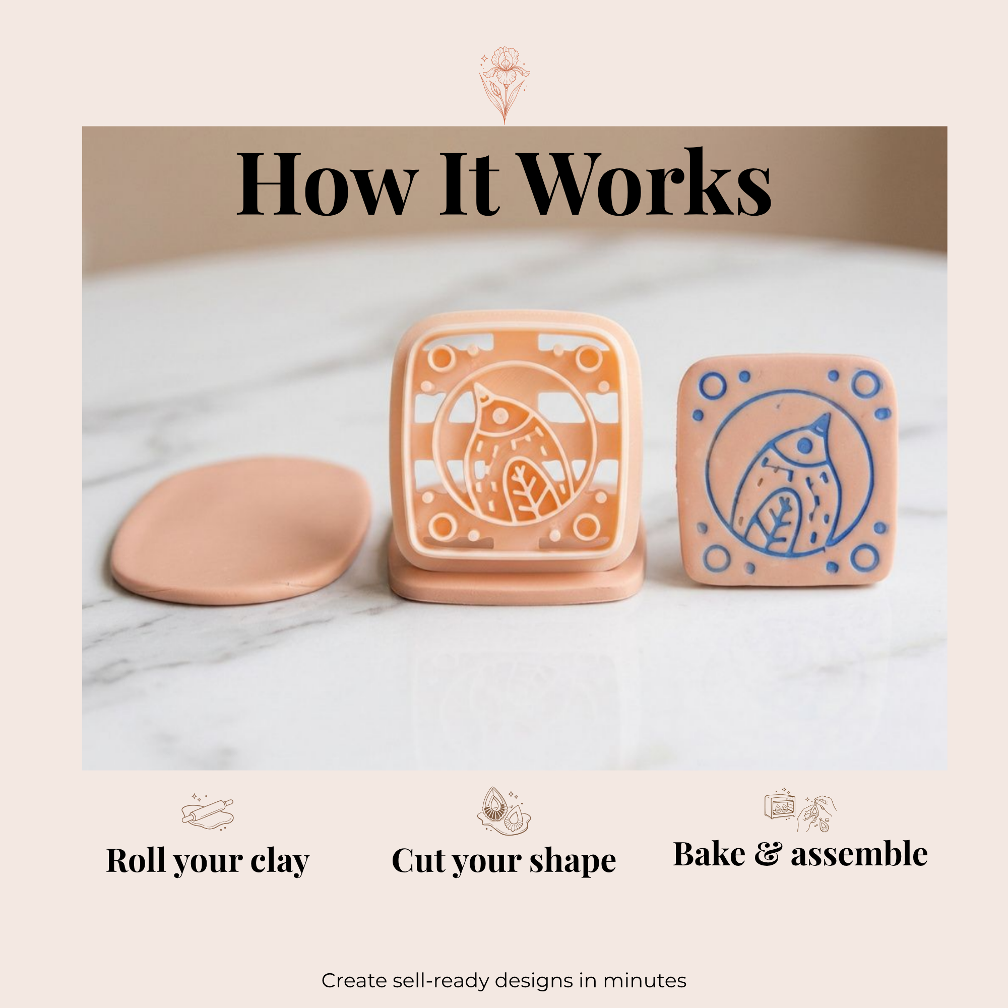 Celestial Bird Polymer Clay Cutter 25–45mm | Mystical Earring Cutter | IrisCrafts7