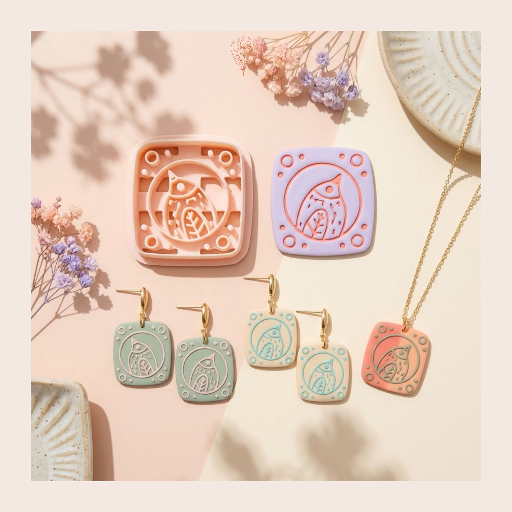 Celestial Bird Polymer Clay Cutter 25–45mm | Mystical Earring Cutter | IrisCrafts7