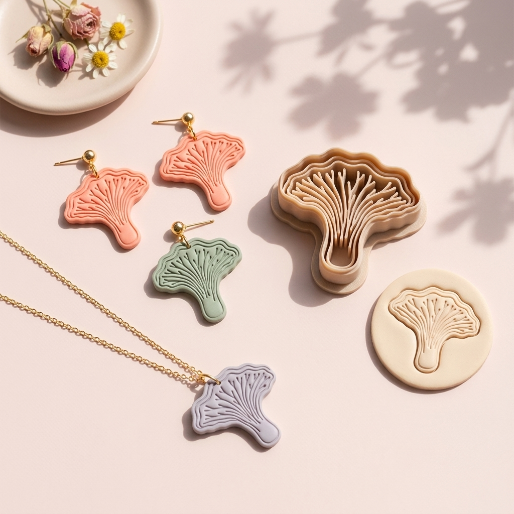 Chanterelle Mushroom Polymer Clay Cutter | 30–50mm | Chanterelle Shape Clay Cutter | Earring Jewellery Making Tool
