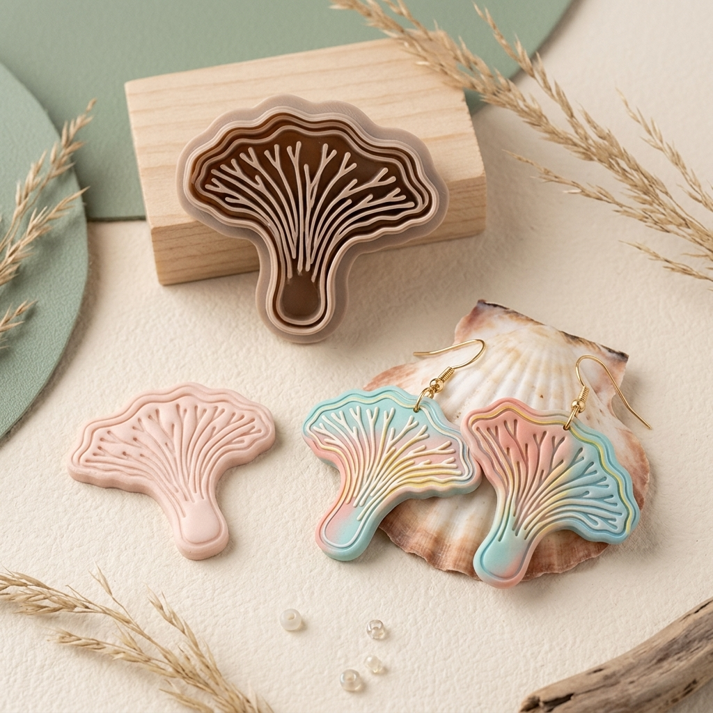 Chanterelle Mushroom Polymer Clay Cutter | 30–50mm | Chanterelle Shape Clay Cutter | Earring Jewellery Making Tool