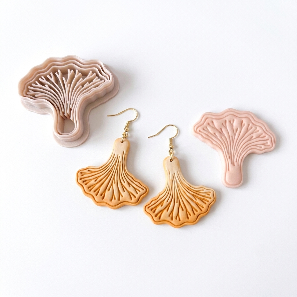 Chanterelle Mushroom Polymer Clay Cutter | 30–50mm | Chanterelle Shape Clay Cutter | Earring Jewellery Making Tool