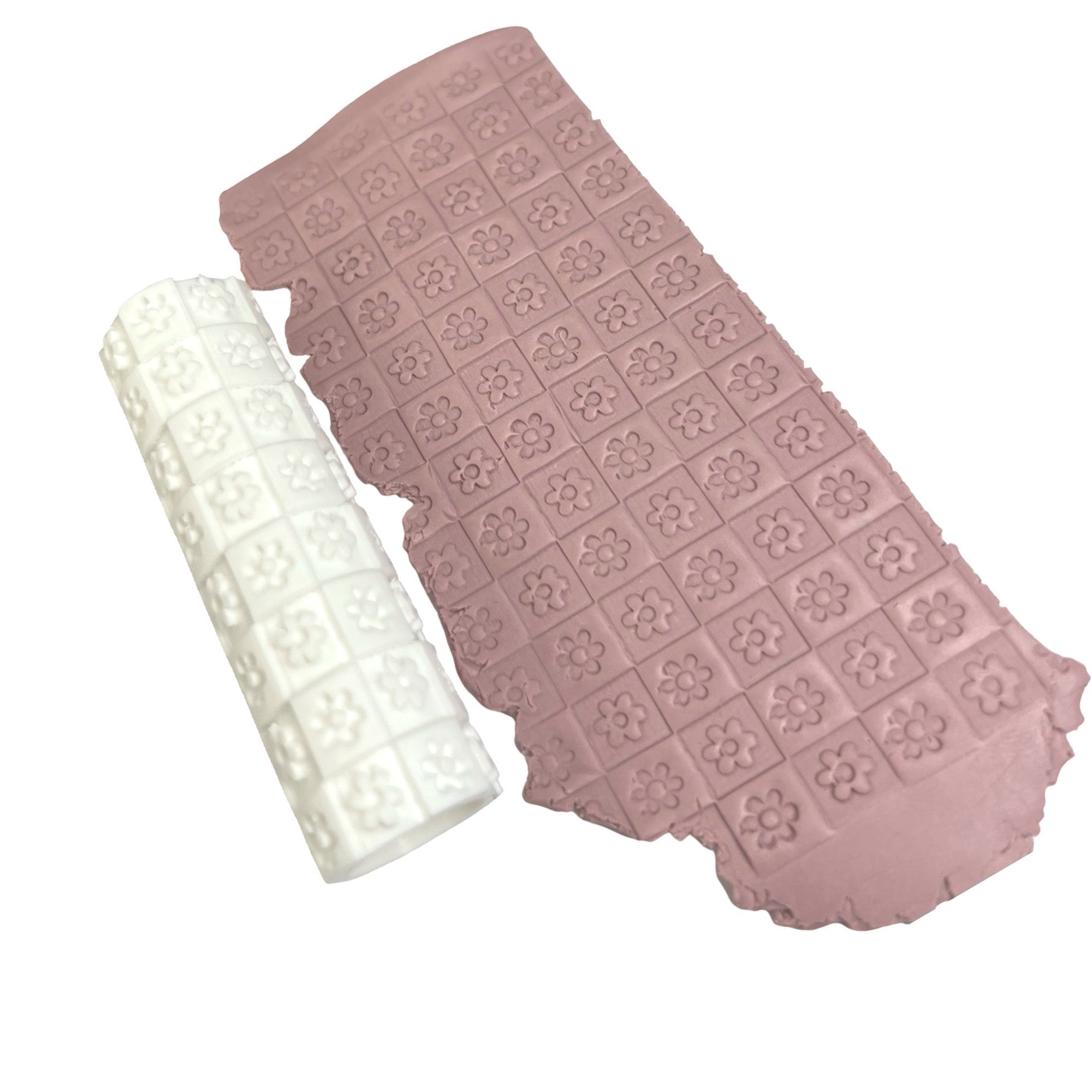 Checkered Flora Texture Roller for Polymer Clay