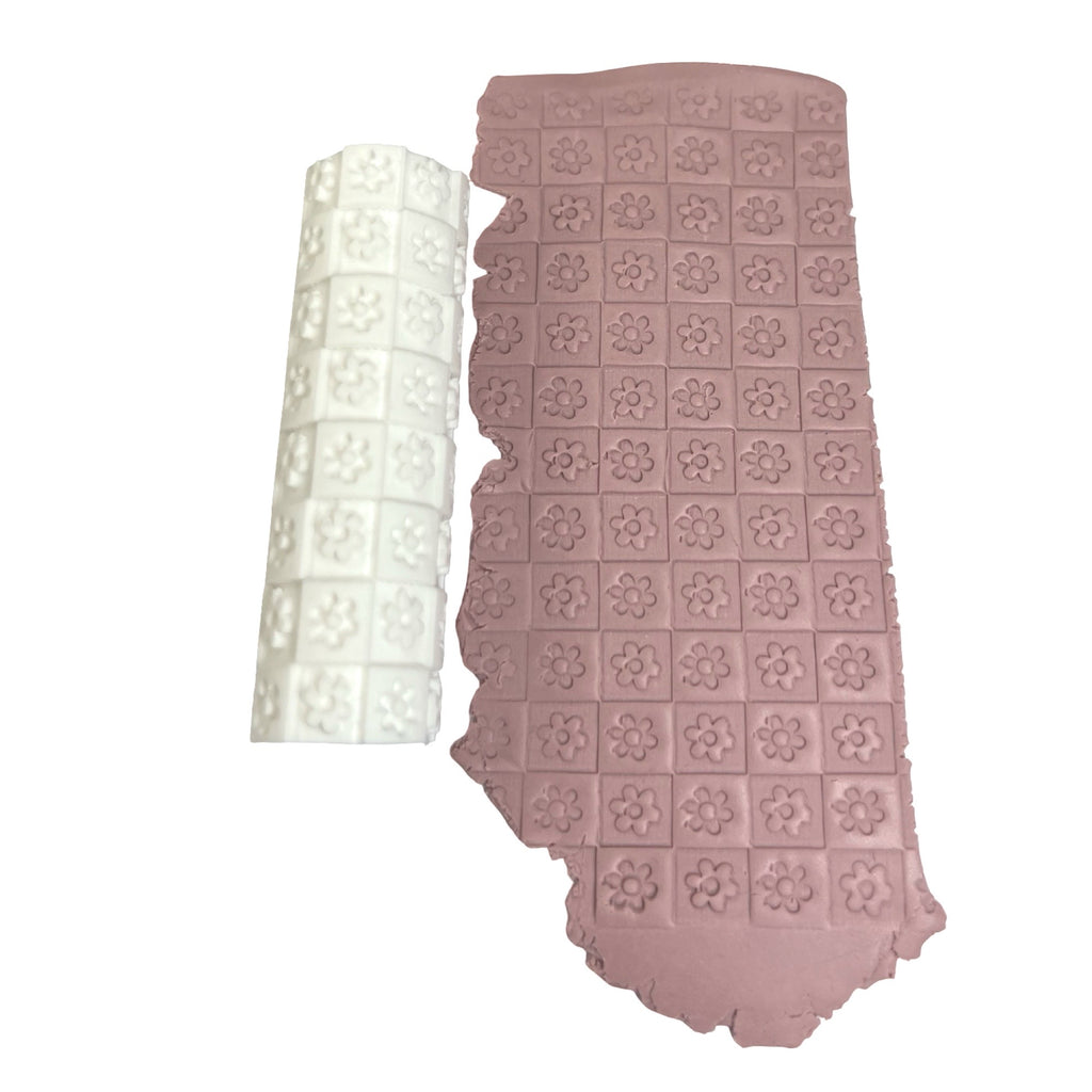 Checkered Flora Texture Roller for Polymer Clay