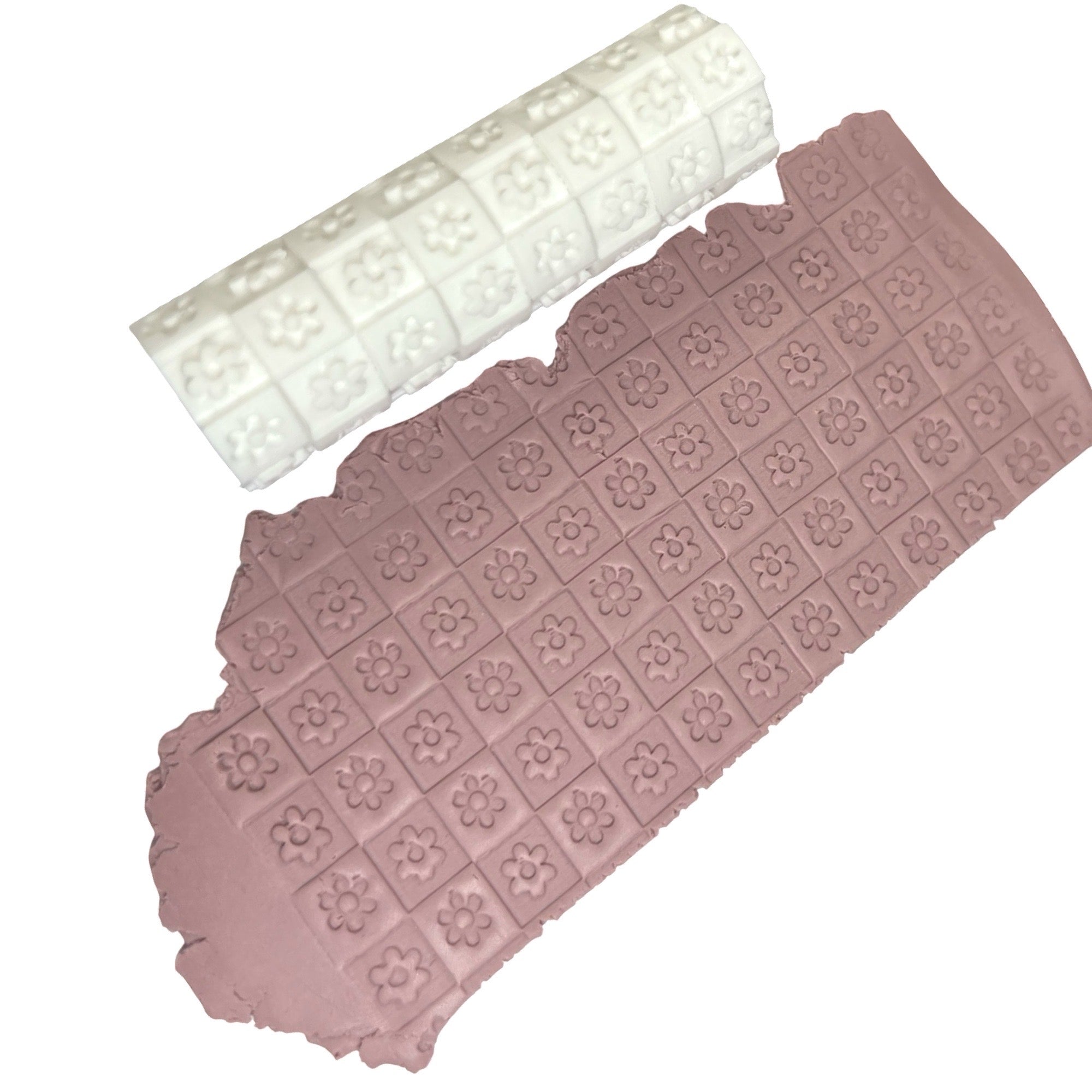 Checkered Flora Texture Roller for Polymer Clay