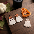 Cheerful Ghost with Pumpkin Hat Polymer Clay Cutter | Cute Halloween Tool